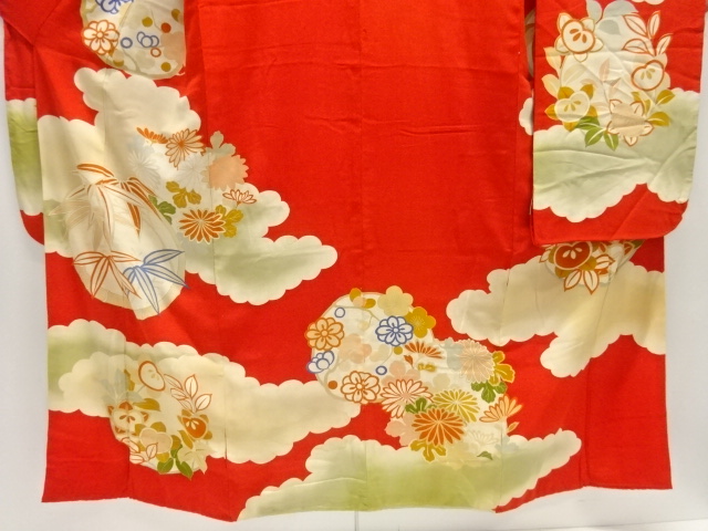  大正ロマン　御所車に松梅模様刺繍五つ紋花嫁衣装振袖2枚重ね・丸帯セット